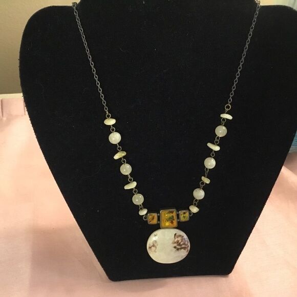 Dark Brown Metal Chain with Beads and Pendant - Picture 5 of 6